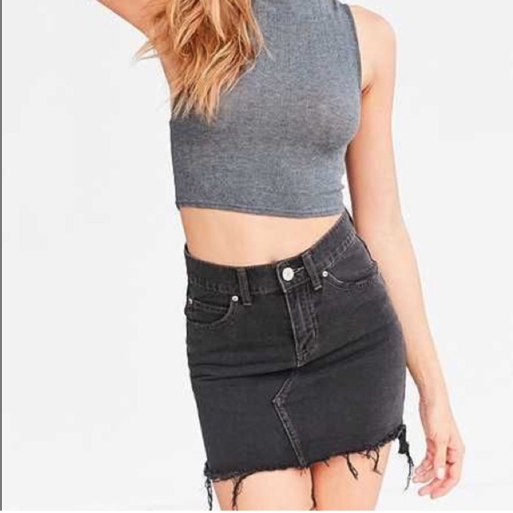 UO BDG denim raw edge mini skirt